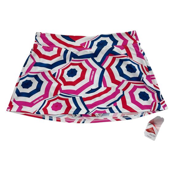 NWT Lands' End Umbrella Print Swim Skirt Pink Red Navy Womens 4 - Picture 1 of 7